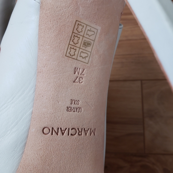 Marciano White Leather Open Toe Heels - Size 7 - Picture 5 of 6